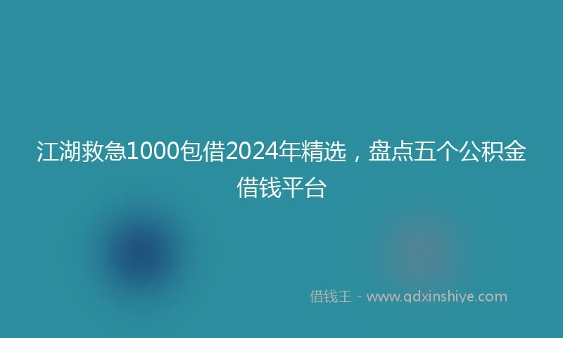 江湖救急1000包借2024年精选，盘点五个公积金借钱平台