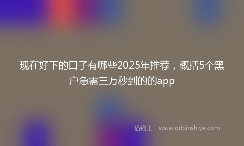 现在好下的口子有哪些2025年推荐,概括5个黑户急需三万秒到的的app