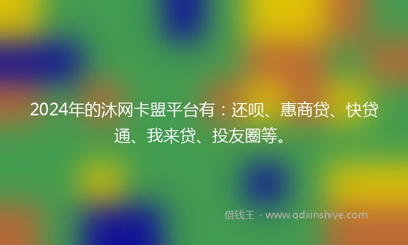 2024年的沐网卡盟平台有：还呗、惠商贷、快贷通、我来贷、投友圈等。