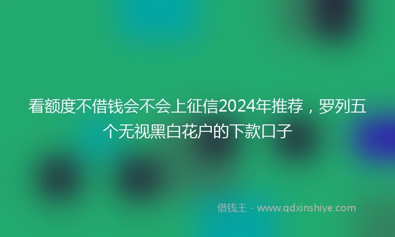 看额度不借钱会不会上征信2024年推荐，罗列五个无视黑白花户的下款口子