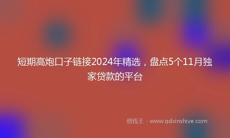 短期高炮口子链接2024年精选,盘点5个11月独家贷款的平台
