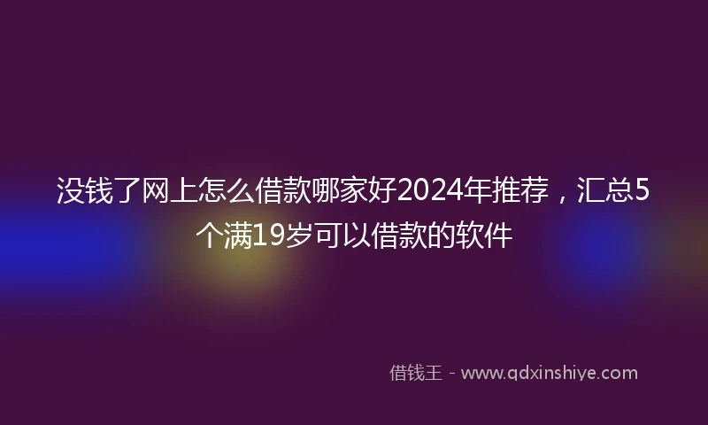没钱了网上怎么借款哪家好2024年推荐，汇总5个满19岁可以借款的软件