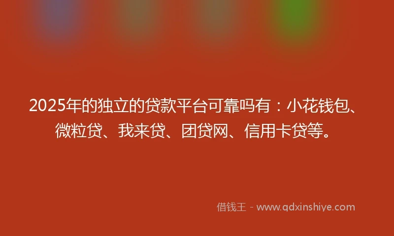 2025年的独立的贷款平台可靠吗有：小花钱包、微粒贷、我来贷、团贷网、信用卡贷等。