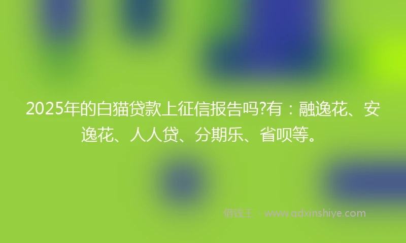 2025年的白猫贷款上征信报告吗?有：融逸花、安逸花、人人贷、分期乐、省呗等。