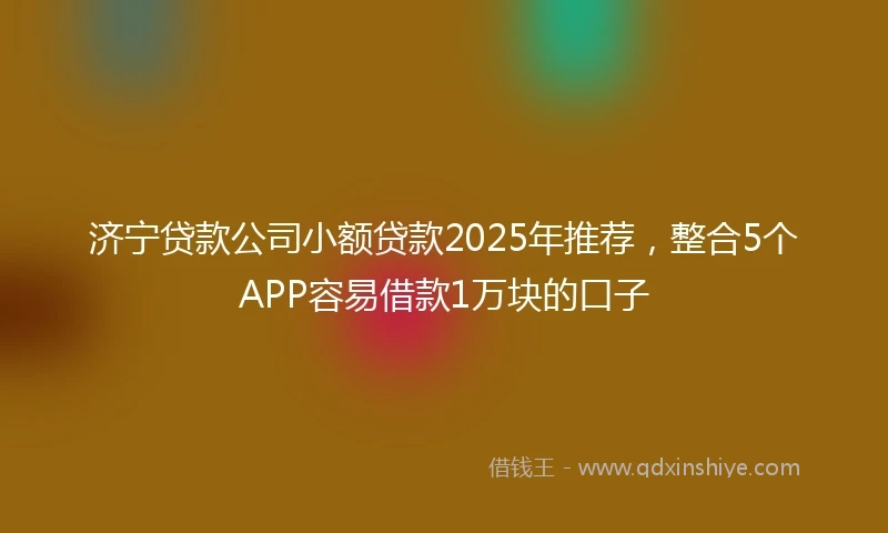 济宁贷款公司小额贷款2025年推荐，整合5个APP容易借款1万块的口子