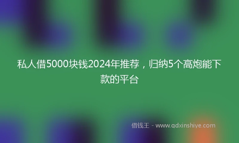 私人借5000块钱2024年推荐，归纳5个高炮能下款的平台