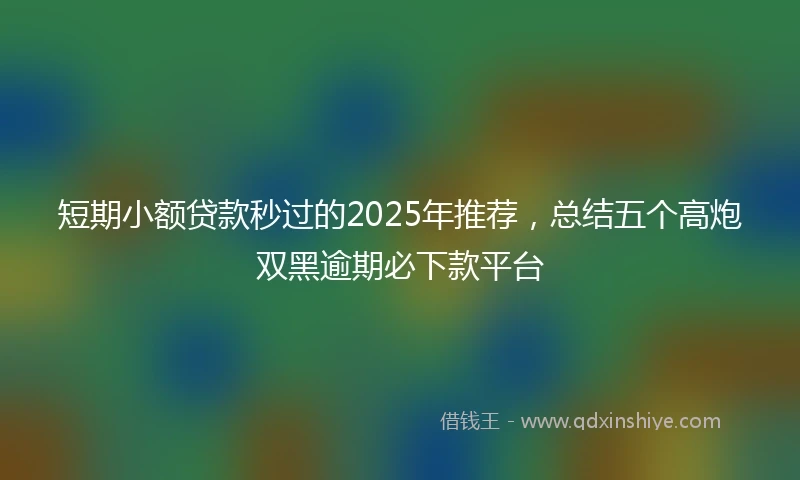短期小额贷款秒过的2025年推荐，总结五个高炮双黑逾期必下款平台