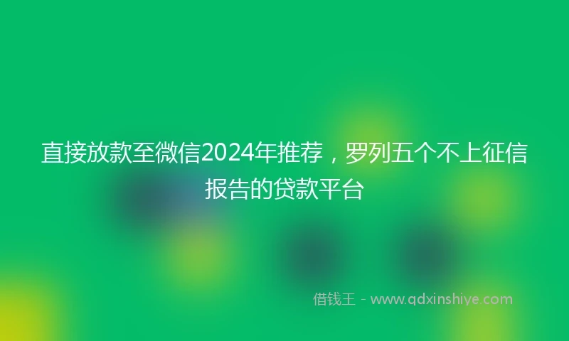 直接放款至微信2024年推荐，罗列五个不上征信报告的贷款平台