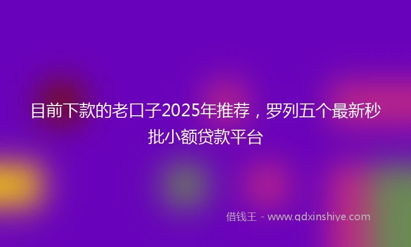 目前下款的老口子2025年推荐，罗列五个最新秒批小额贷款平台