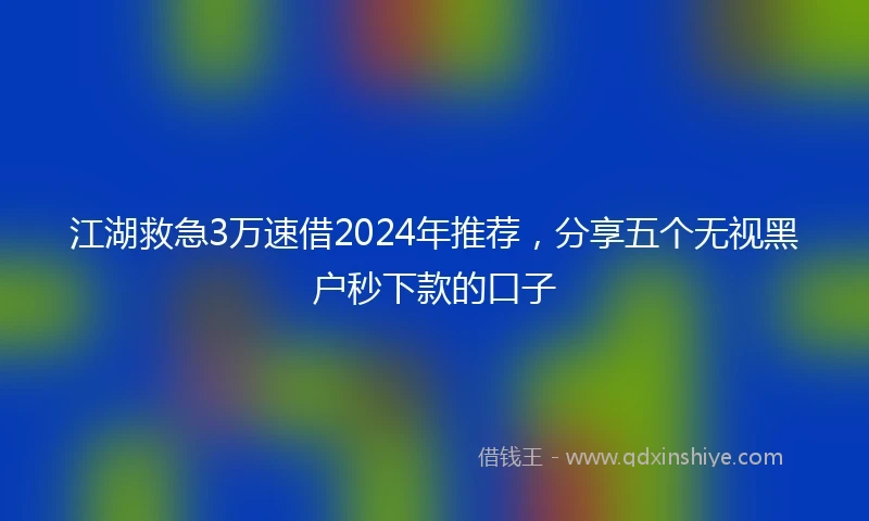 江湖救急3万速借2024年推荐，分享五个无视黑户秒下款的口子
