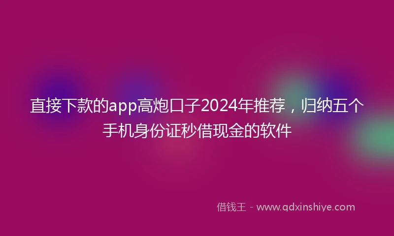 直接下款的app高炮口子2024年推荐，归纳五个手机身份证秒借现金的软件