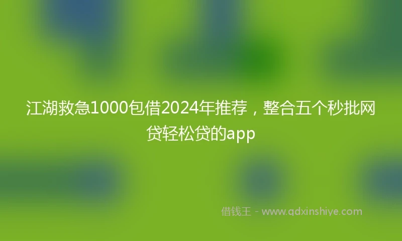 江湖救急1000包借2024年推荐，整合五个秒批网贷轻松贷的app