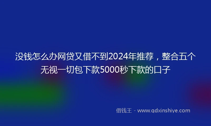 没钱怎么办网贷又借不到2024年推荐，整合五个无视一切包下款5000秒下款的口子