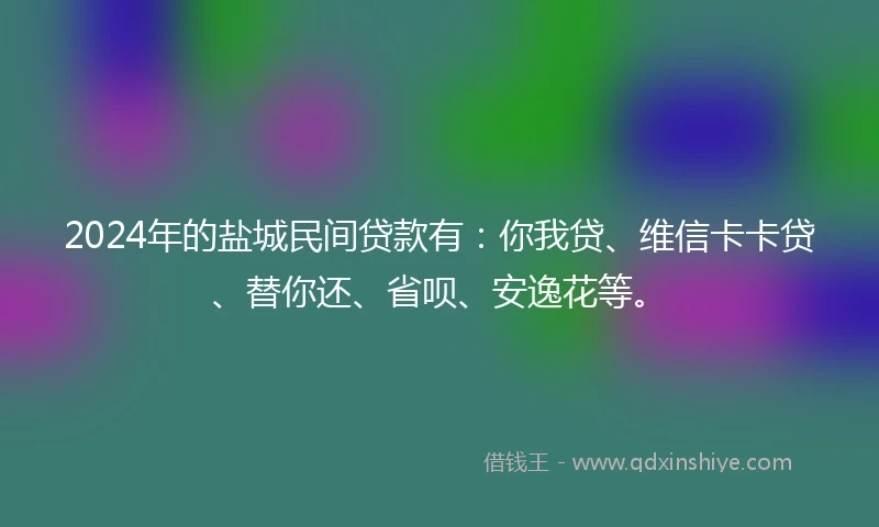 2024年的盐城民间贷款有：你我贷、维信卡卡贷、替你还、省呗、安逸花等。
