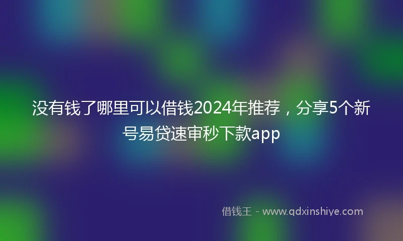 没有钱了哪里可以借钱2024年推荐，分享5个新号易贷速审秒下款app
