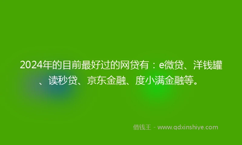 2024年的目前最好过的网贷有：e微贷、洋钱罐、读秒贷、京东金融、度小满金融等。