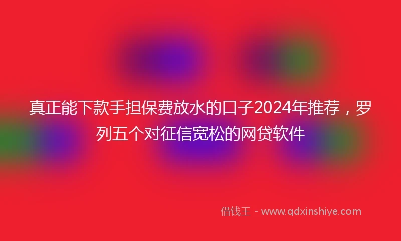 真正能下款手担保费放水的口子2024年推荐，罗列五个对征信宽松的网贷软件