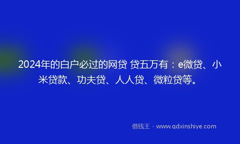 2024年的白户必过的网贷 贷五万有：e微贷、小米贷款、功夫贷、人人贷、微粒贷等。