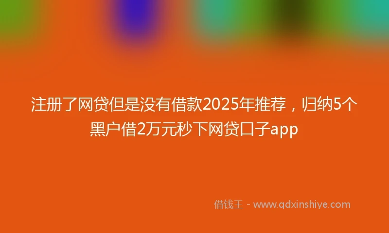 注册了网贷但是没有借款2025年推荐，归纳5个黑户借2万元秒下网贷口子app