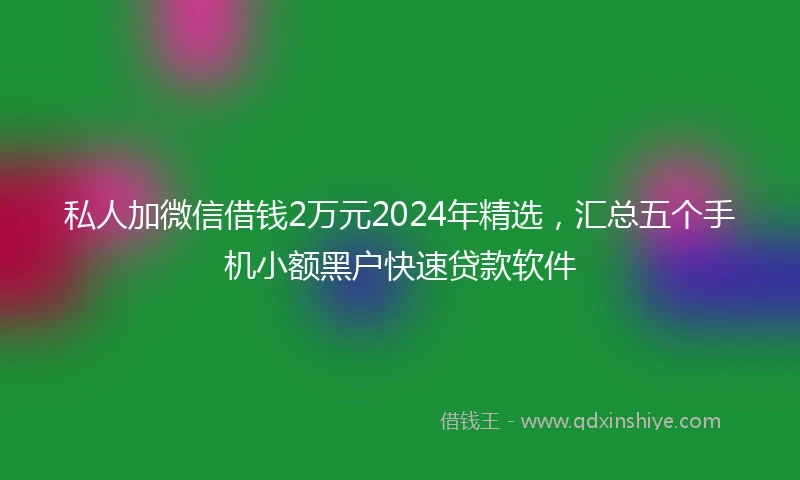 私人加微信借钱2万元2024年精选，汇总五个手机小额黑户快速贷款软件