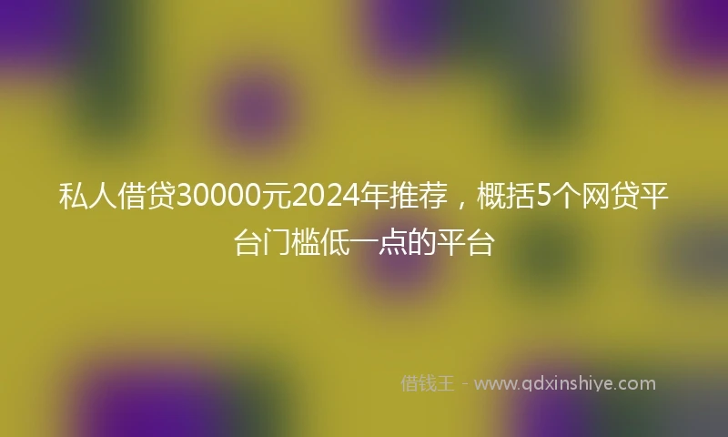 私人借贷30000元2024年推荐，概括5个网贷平台门槛低一点的平台