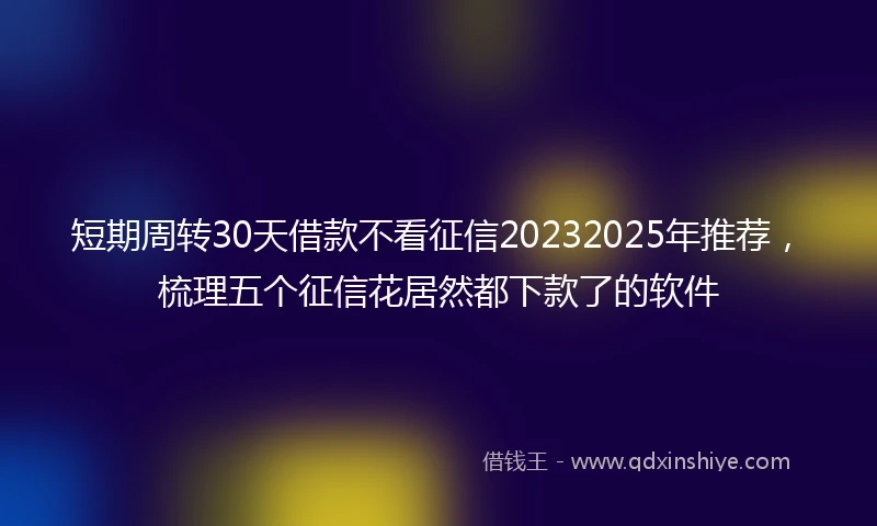 短期周转30天借款不看征信20232025年推荐，梳理五个征信花居然都下款了的软件