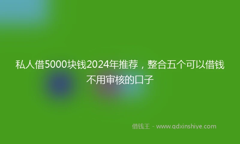私人借5000块钱2024年推荐，整合五个可以借钱不用审核的口子