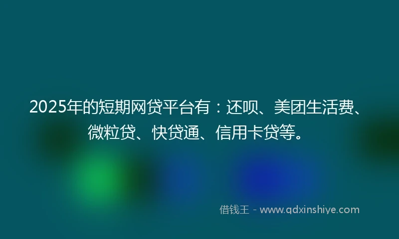 2025年的短期网贷平台有：还呗、美团生活费、微粒贷、快贷通、信用卡贷等。