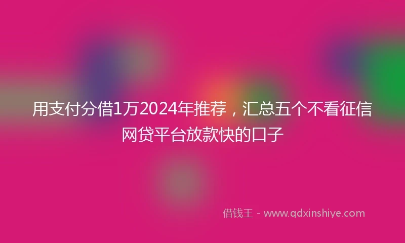 用支付分借1万2024年推荐,汇总五个不看征信网贷平台放款快的口子