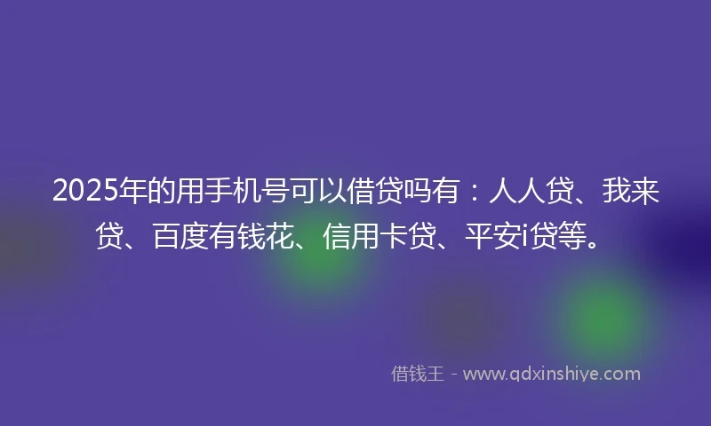 2025年的用手机号可以借贷吗有：人人贷、我来贷、百度有钱花、信用卡贷、平安i贷等。