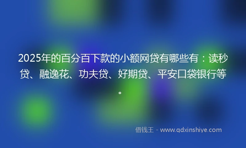 2025年的百分百下款的小额网贷有哪些有：读秒贷、融逸花、功夫贷、好期贷、平安口袋银行等。