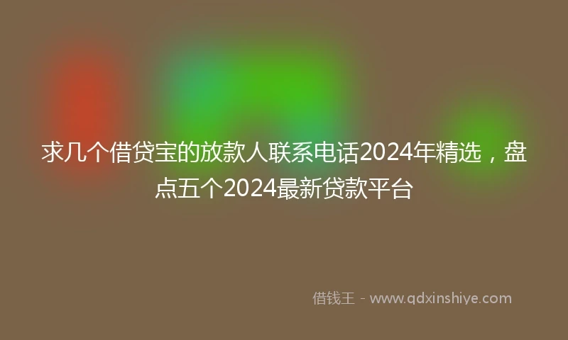 求几个借贷宝的放款人联系电话2024年精选，盘点五个2024最新贷款平台
