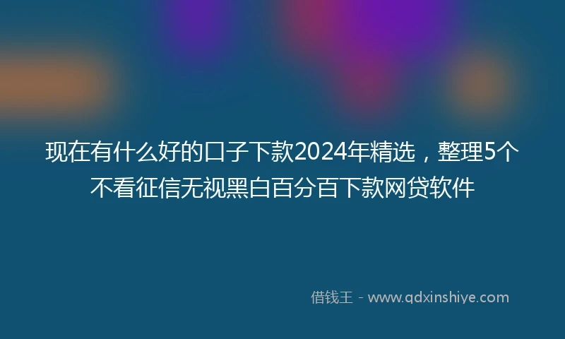 现在有什么好的口子下款2024年精选，整理5个不看征信无视黑白百分百下款网贷软件