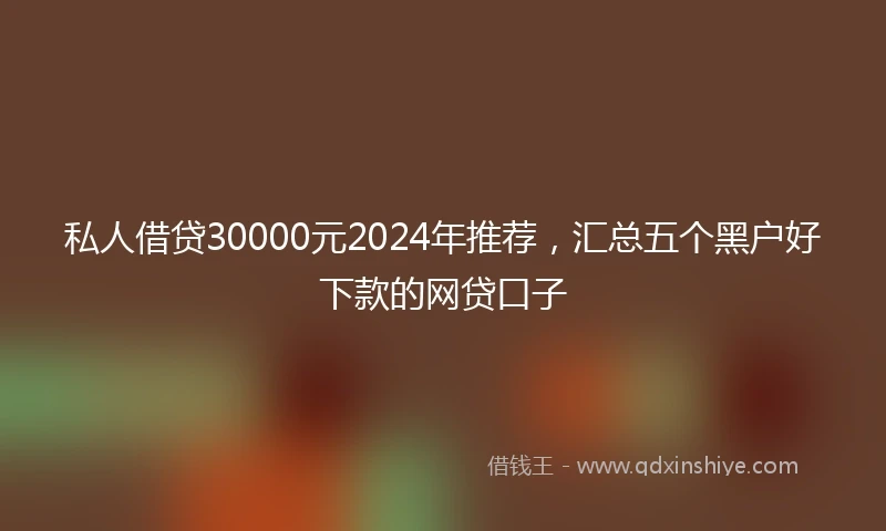私人借贷30000元2024年推荐，汇总五个黑户好下款的网贷口子