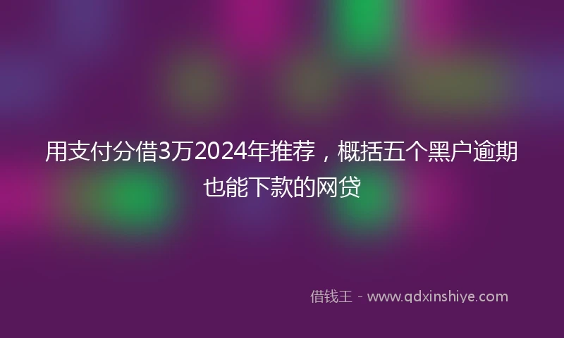 用支付分借3万2024年推荐，概括五个黑户逾期也能下款的网贷