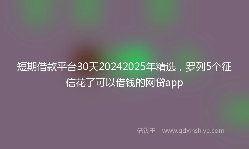 短期借款平台30天20242025年精选，罗列5个征信花了可以借钱的网贷app