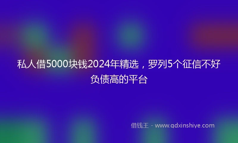 私人借5000块钱2024年精选，罗列5个征信不好负债高的平台