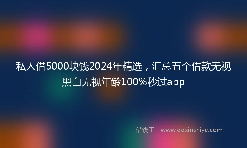 私人借5000块钱2024年精选，汇总五个借款无视黑白无视年龄100%秒过app