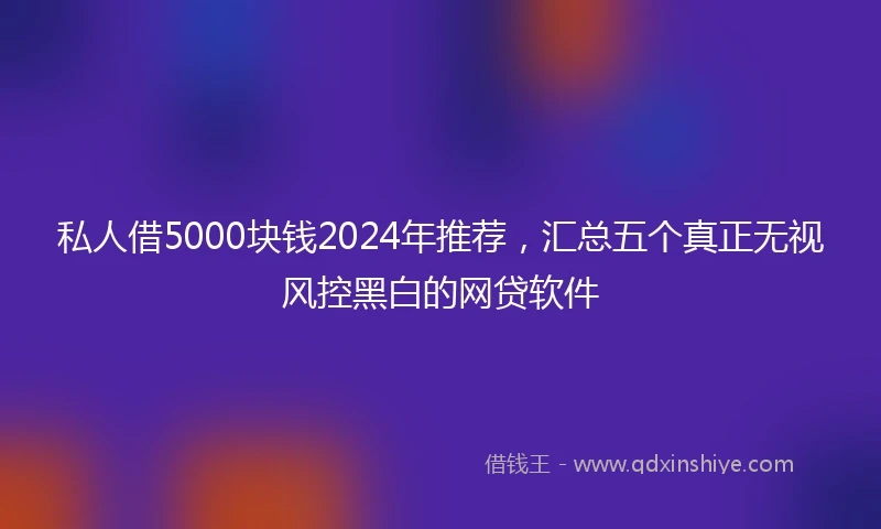 私人借5000块钱2024年推荐，汇总五个真正无视风控黑白的网贷软件