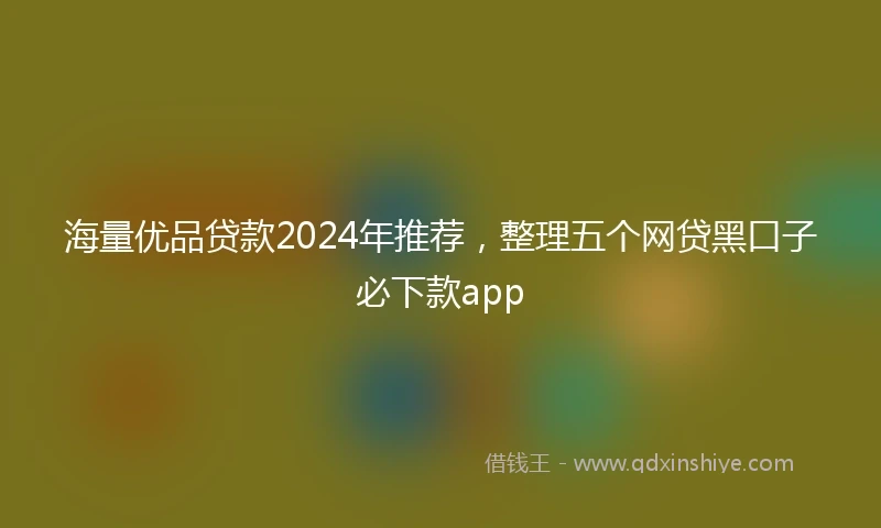 海量优品贷款2024年推荐，整理五个网贷黑口子必下款app