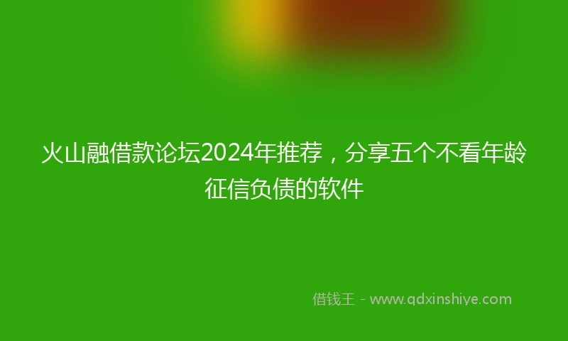 火山融借款论坛2024年推荐，分享五个不看年龄征信负债的软件