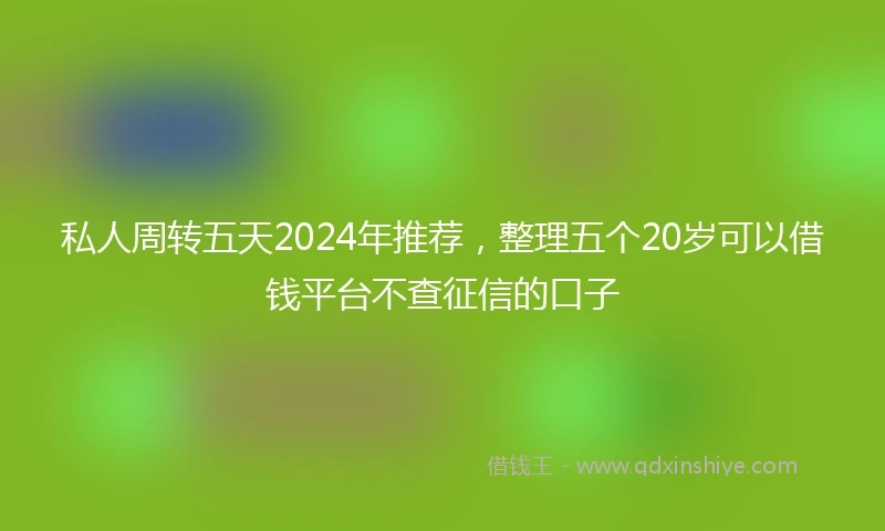私人周转五天2024年推荐，整理五个20岁可以借钱平台不查征信的口子