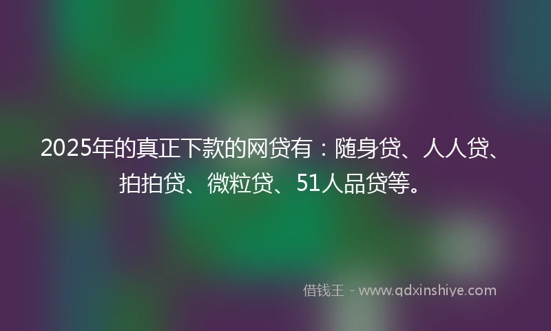 2025年的真正下款的网贷有：随身贷、人人贷、拍拍贷、微粒贷、51人品贷等。