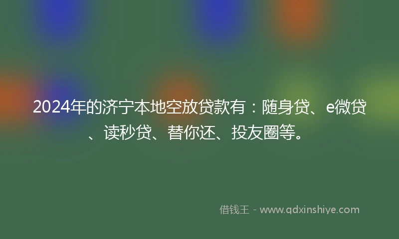 2024年的济宁本地空放贷款有：随身贷、e微贷、读秒贷、替你还、投友圈等。