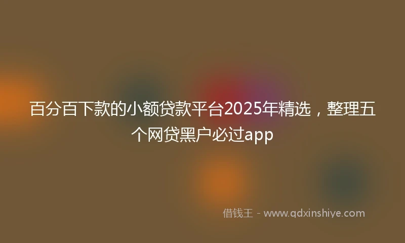 百分百下款的小额贷款平台2025年精选，整理五个网贷黑户必过app
