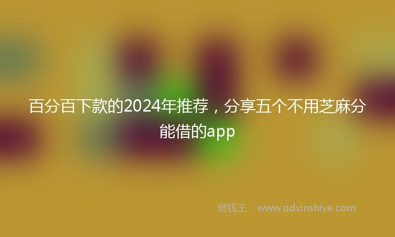 百分百下款的2024年推荐，分享五个不用芝麻分能借的app