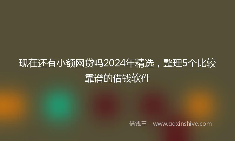 现在还有小额网贷吗2024年精选，整理5个比较靠谱的借钱软件