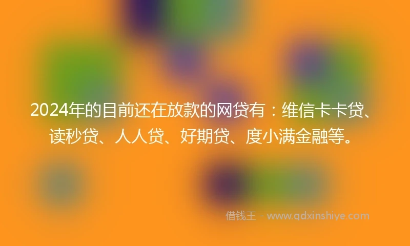 2024年的目前还在放款的网贷有：维信卡卡贷、读秒贷、人人贷、好期贷、度小满金融等。