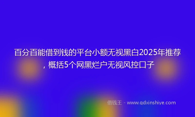 百分百能借到钱的平台小额无视黑白2025年推荐，概括5个网黑烂户无视风控口子