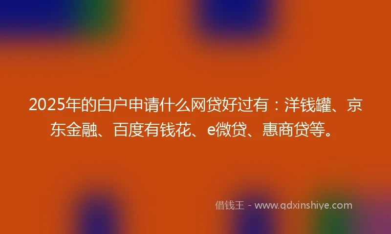 2025年的白户申请什么网贷好过有：洋钱罐、京东金融、百度有钱花、e微贷、惠商贷等。